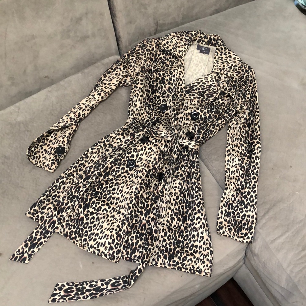 Vintage y2k Cheetah leopard print trench style coat small